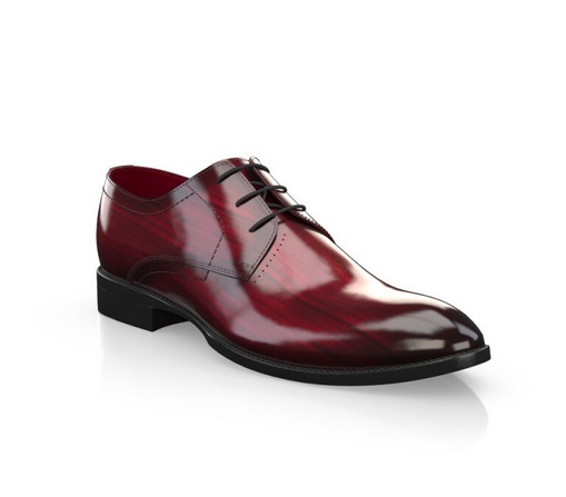 Burgundy Oxford Patent Genuine Leather Burnished Derby Toe Formal Business Shoes