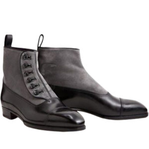 Button Top Leather Ankle Boots CMB-16